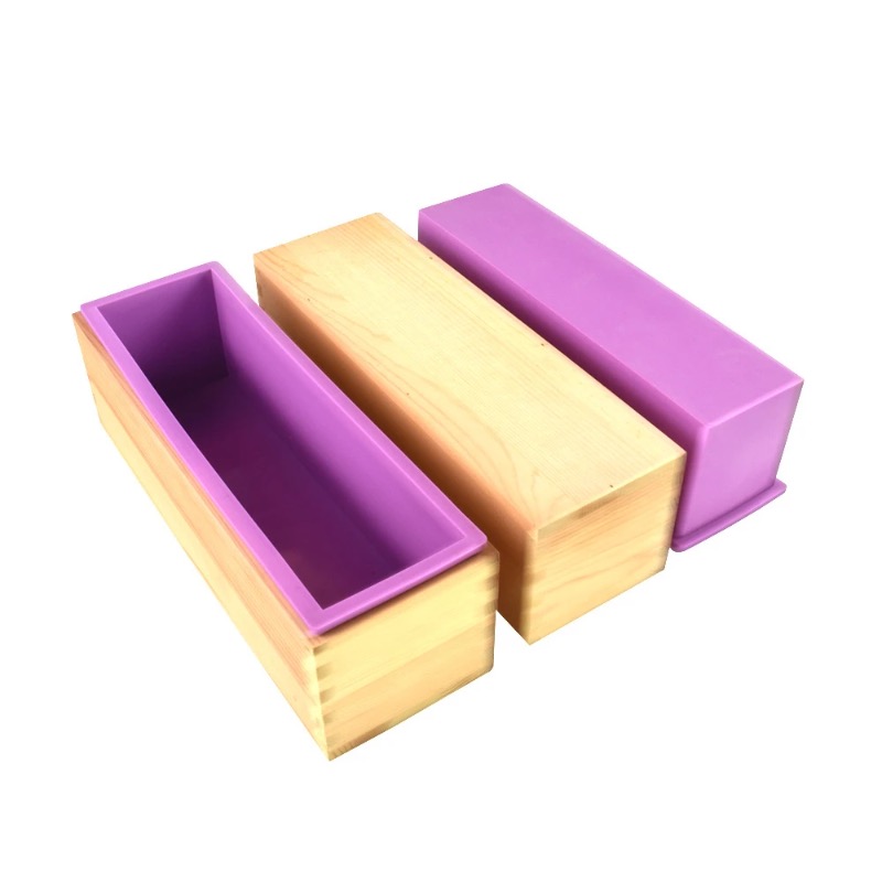 Soap Making Instructions - Flexible Silikon-Seifenform Rechteckiges Riegeldesign mit Holzbox