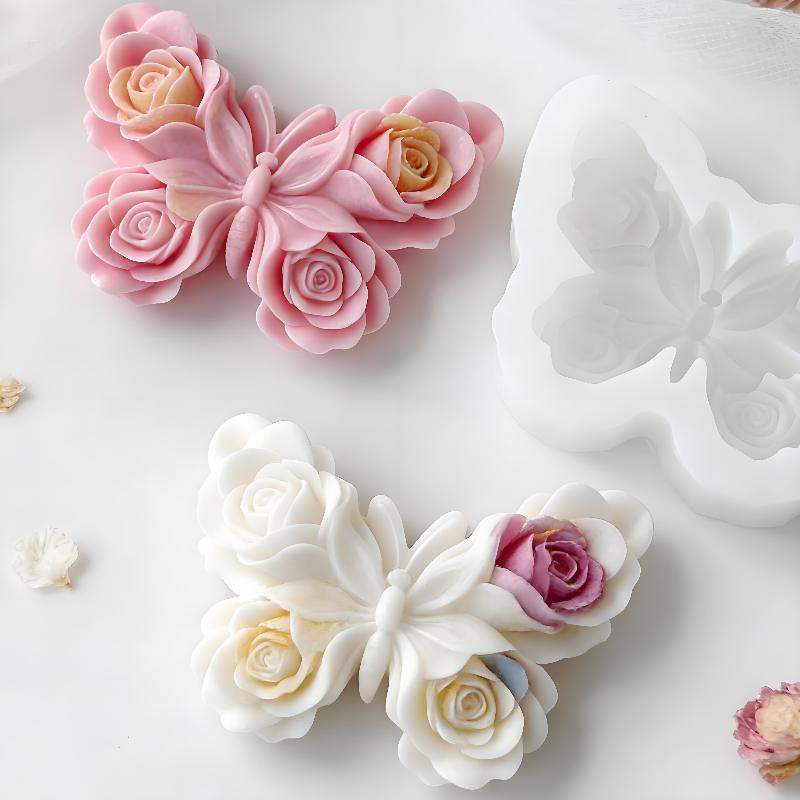 Soap Making Ins - DIY Rosen-Schmetterling Silikonform Handgemachte Aroma-Kerzen Gips